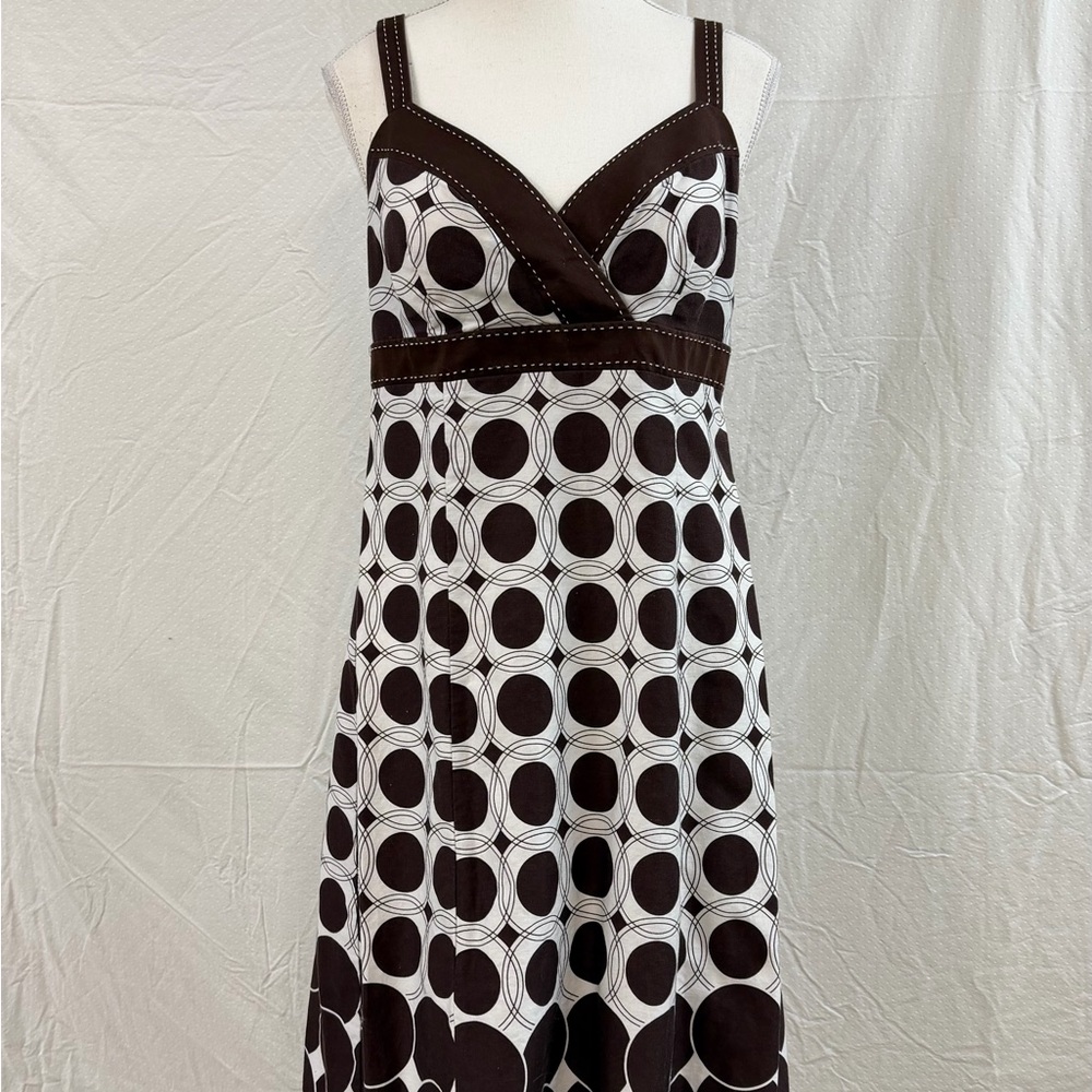 Kim Rogers Chocolate and withe polka dots Midi Dress
